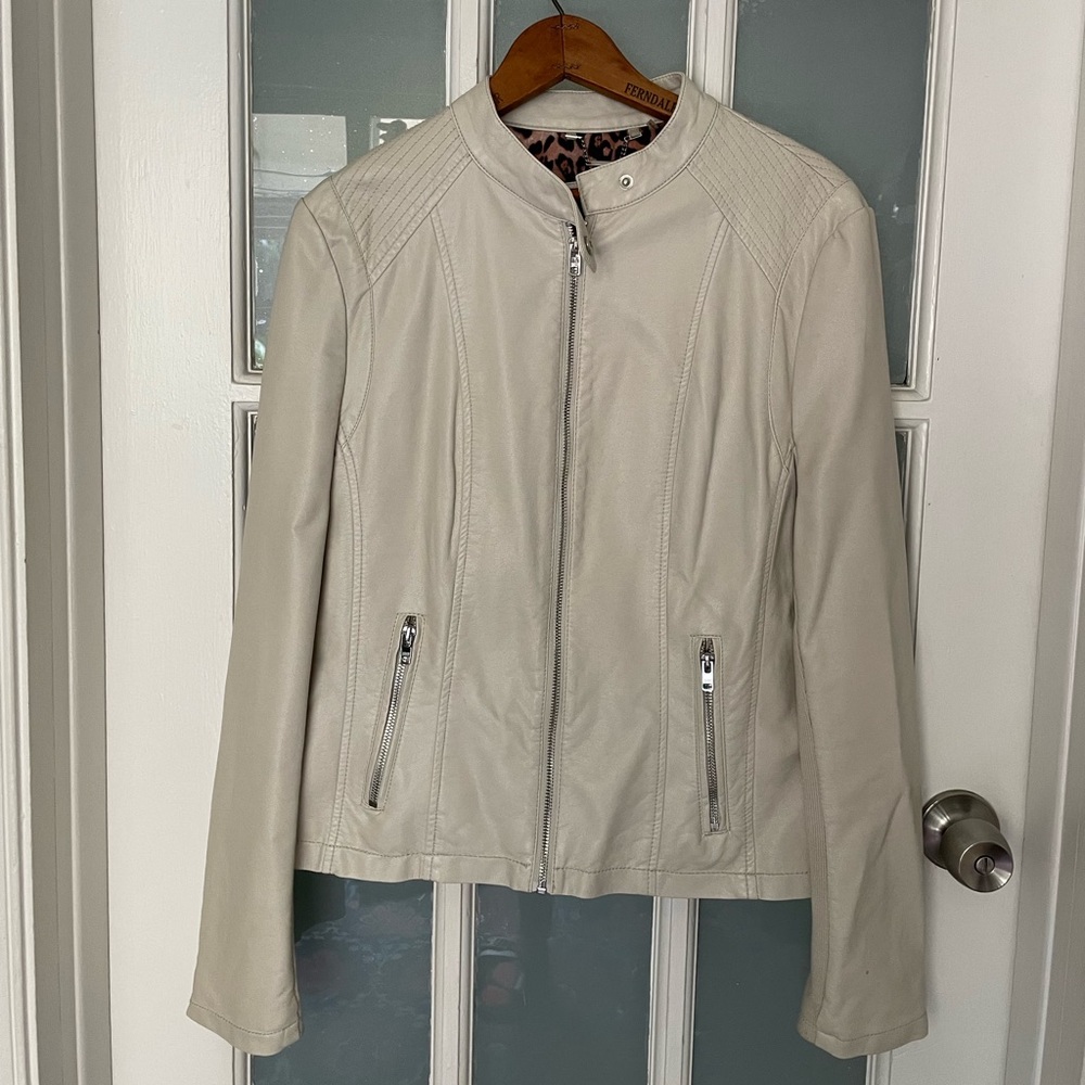 Faux leather bomber jacket
